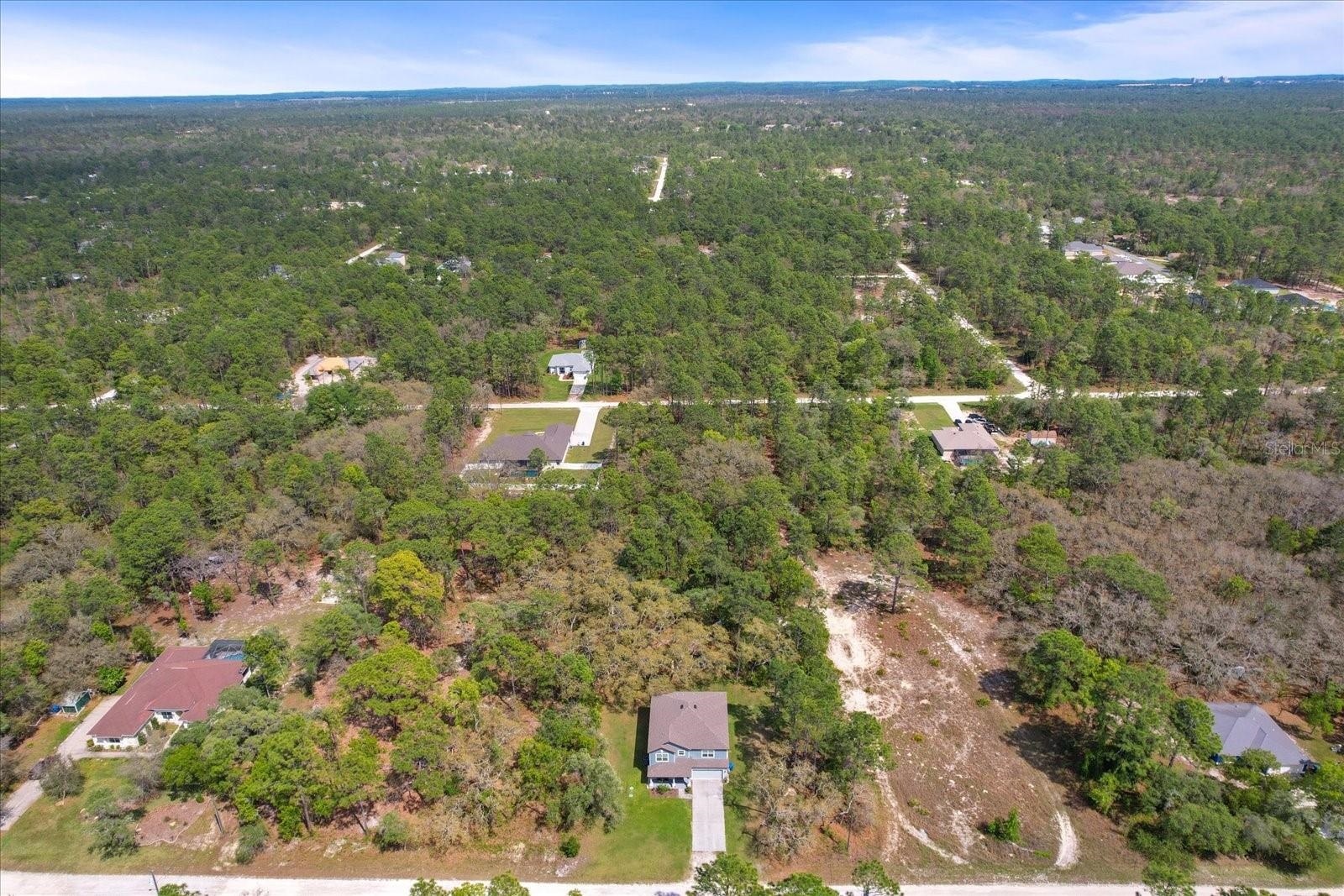 Aerial view of large homesites in Royal Highlands, Hernando County FL