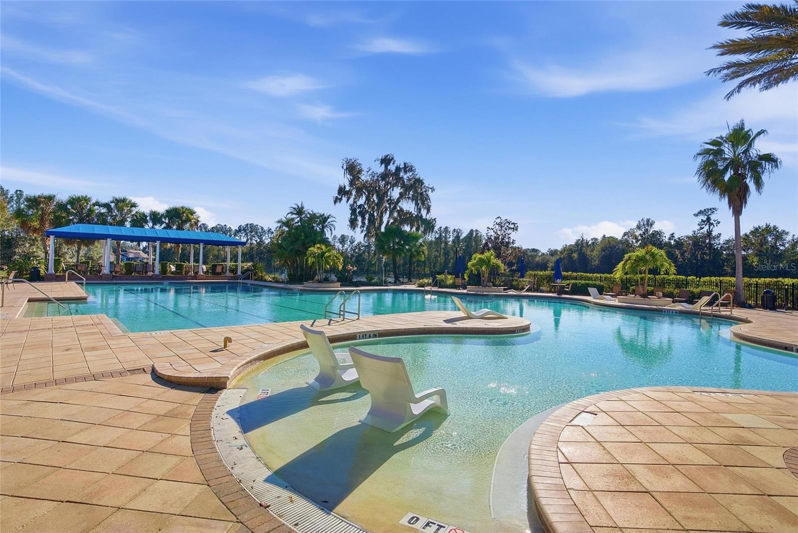 Resort-style lagoon pool at Southern Hills Plantation in Brooksville, Florida