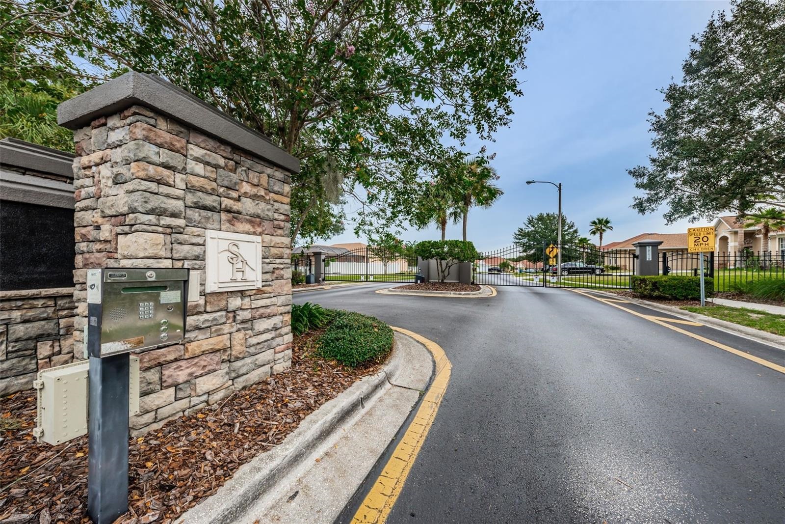 Gated neighborhood entrance inside Sterling Hill, Spring Hill FL